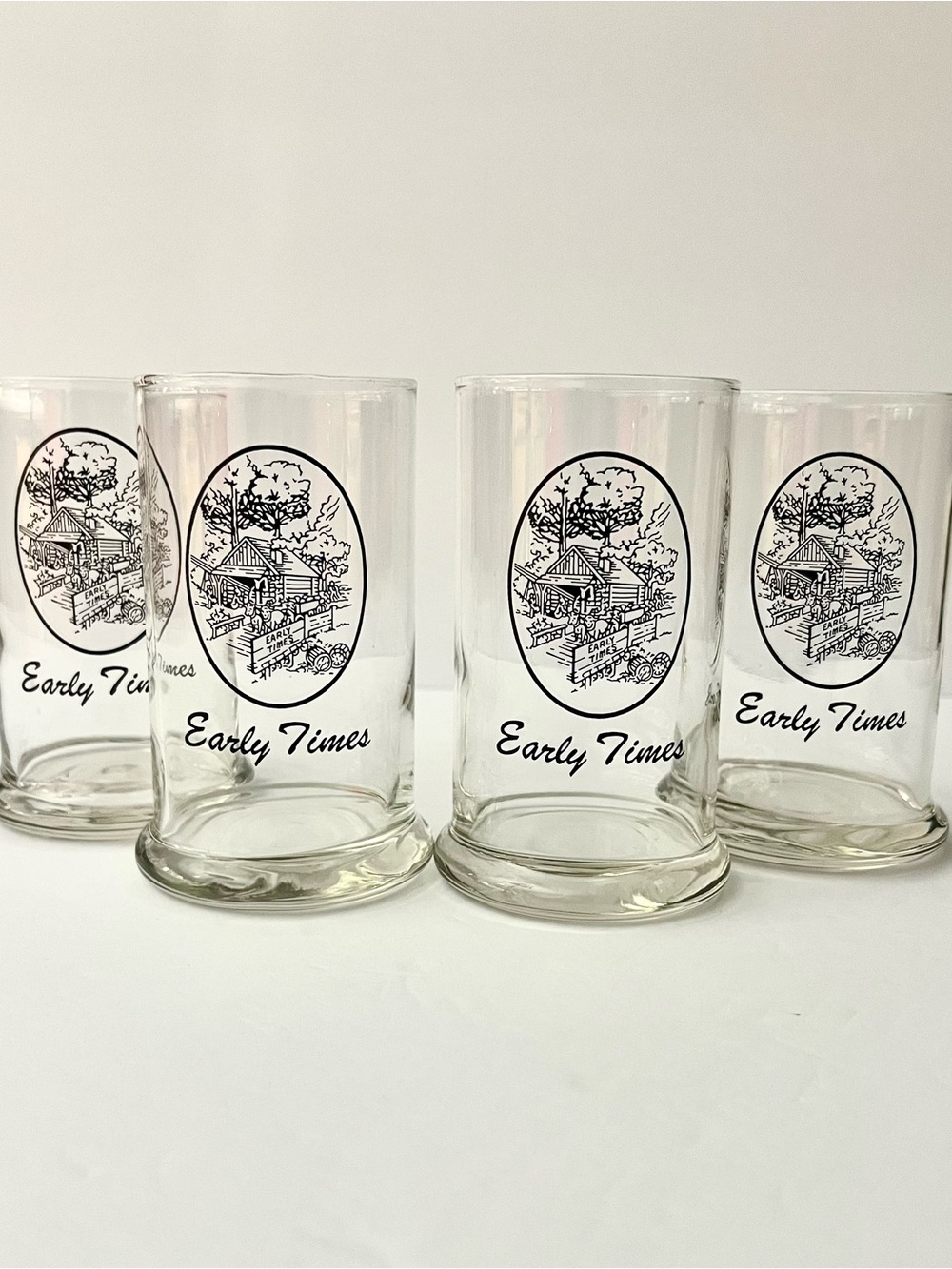 Early Times Weighted Highball Whiskey Glasses with Black Image  - Set of 4